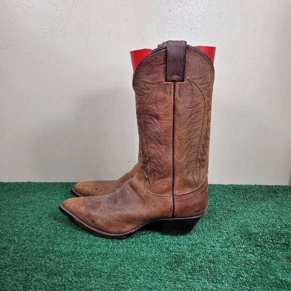 Justin Boots Shoes - Justin Boots Cowgirl Boots Brown Leather Pull On Women Size 6.5B 4935